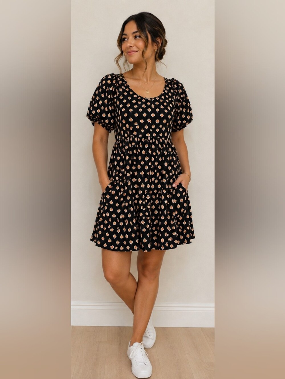 Billabong Dress with Peach Floral Print